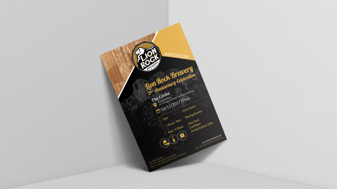 Lion Rock Brewery invitation card design